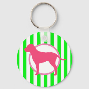 Pink Dog Stripe Keychain
