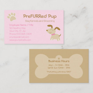 Pink Dog with Paw Print and Bone Business Card