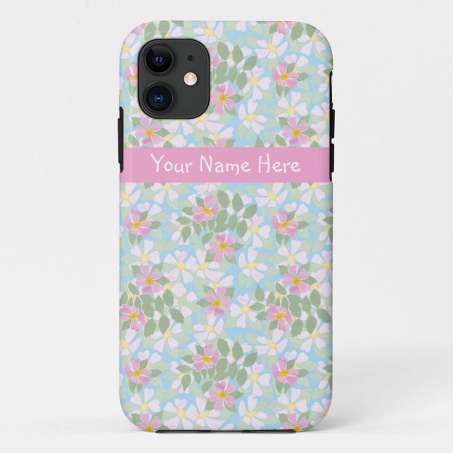 Pink Dogroses on Sky Blue Xtreme iPhone 5 Case (Back)
