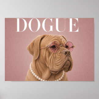 Pink Dogue du Bordeaux Dog Covergirl A4 Poster