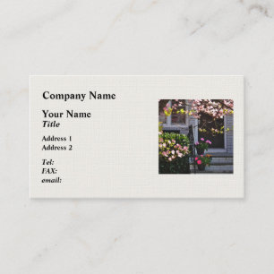 Pink Dogwood and Pots of Geraniums Business Card