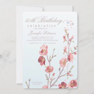 Pink Dogwood Birthday Party Invitation
