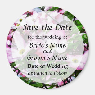 Pink Dogwood Blossoms Save the Date Magnet