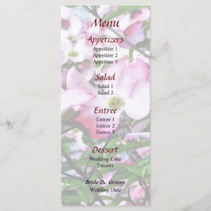 Pink Dogwood Blossoms Wedding Menu