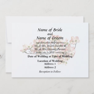Pink Dogwood Branch Invitation