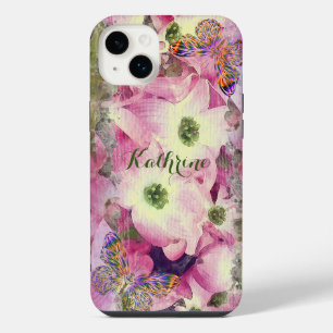 Pink Dogwood Floral Art iPhone 14 Plus Case