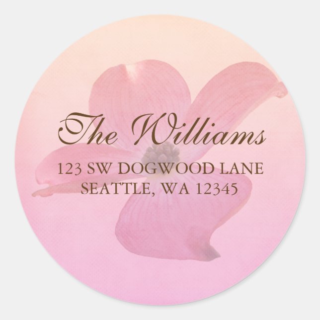 Pink Dogwood Flower Blossom Address Label (Front)