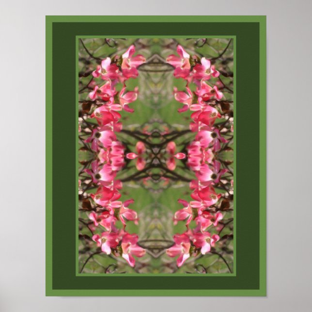 Pink Dogwood Flower Blossoms Painting Abstract Poster (Front)