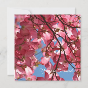 Pink Dogwood Flowers Birthday Invitation