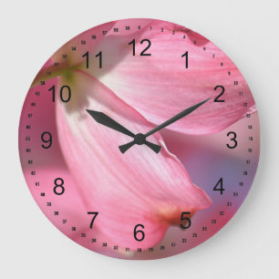 Pink Dogwood Flowers Large Clock