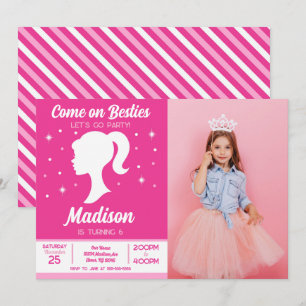 Pink Doll Besties Fashion Party Birthday  Invitation