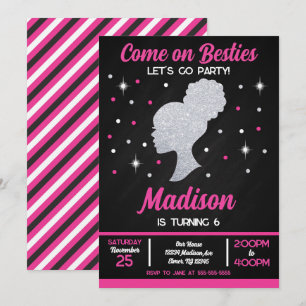 Pink Doll Besties Fashion Party Birthday Invitation