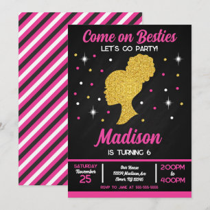 Pink Doll Besties Fashion Party Birthday  Invitation
