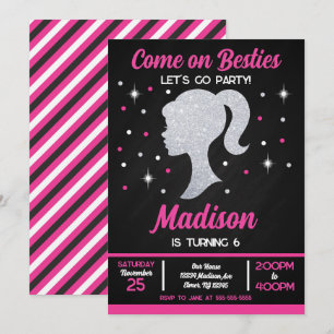 Pink Doll Besties Fashion Party Birthday  Invitation