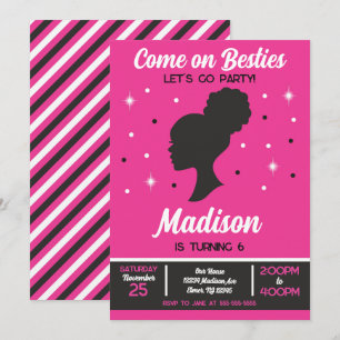 Pink Doll Besties Fashion Party Birthday  Invitation