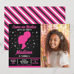 Pink Doll Besties Fashion Party Photo Birthday Invitation
