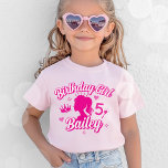 Pink Doll Birthday Girl T-Shirt, Cute Kids Name T-Shirt<br><div class="desc">Make your little birthday girl feel like royalty on her big day with this cute pink doll "Birthday Girl" t-shirt,  featuring a glamourous doll silhouette,  princess crown,  and fun sparkles! Personalised with her name and age,  this cute and comfy tee is perfect for doll-themed birthdays and photo ops.</div>