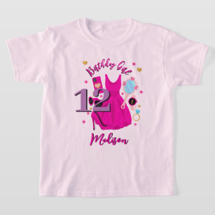 Pink doll birthday Girl toddler tshirts