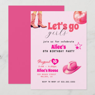 Pink Doll Birthday Party, Girl Malibu Birthday Invitation