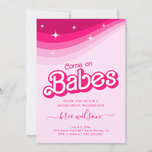 Pink Doll Fancy and Fabulous Bachelorette Party Invitation