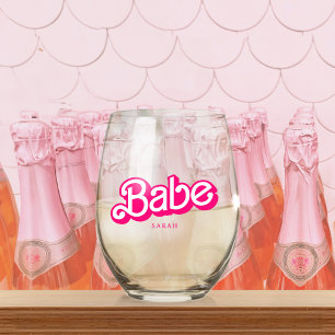 Pink Doll Fancy and Fabulous Bachelorette Party Stemless Wine Glass