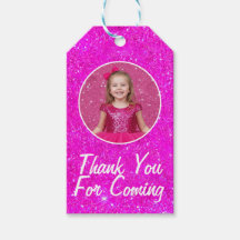 Pink Doll Gilter Birthday Custom Gift Tags