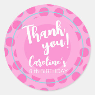 Pink Doll, Girl Birthday Favour Classic Round Sticker