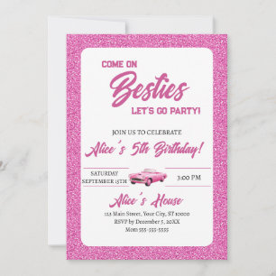 Pink Doll Girl Birthday Party Invitation