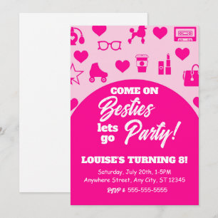 Pink Doll Girl Fashion Digital Download Birthday Invitation