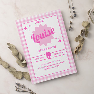 Pink Doll Party Girl Birthday Invitation