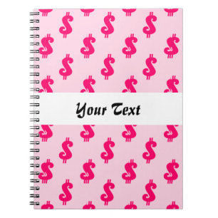 Pink dollar sign seamless pattern notebook