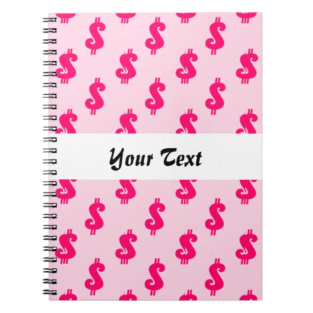 Pink dollar sign seamless pattern notebook (Front)