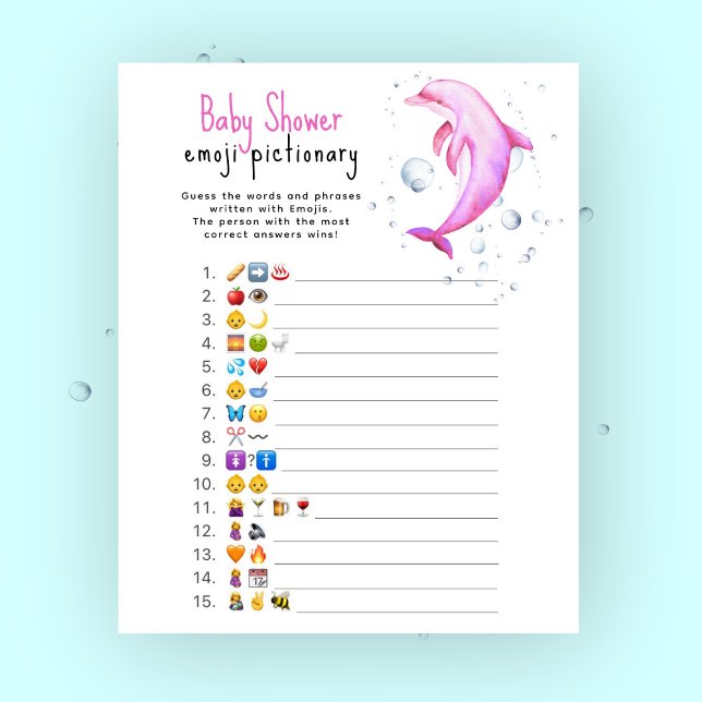 Pink dolphin baby shower - Emoji picture game  (Creator Uploaded)