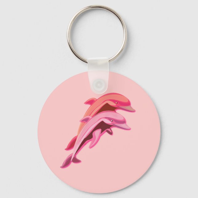 Pink Dolphin Design Pink Keychain (Front)