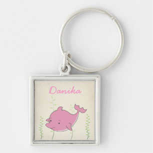 Pink Dolphin Girls Name Keyring Keychain Gift