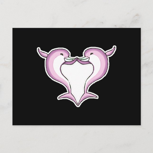 pink dolphin heart postcard (Front)