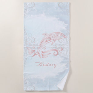 Pink Dolphin Personalised Beach Towel