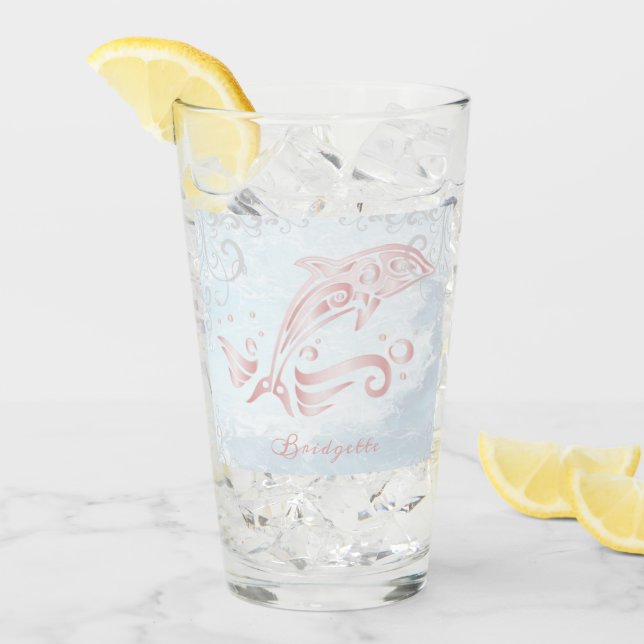 Pink Dolphin Personalised Glass (Front Ice)