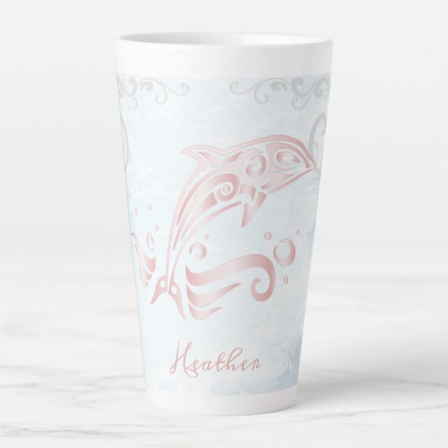 Pink Dolphin Personalised Latte Mug (Front)