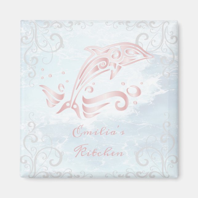 Pink Dolphin Personalised Magnet (Front)