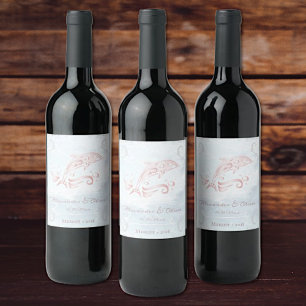 Pink Dolphin Wedding Wine Label