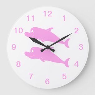Pink Dolphins. Large Clock