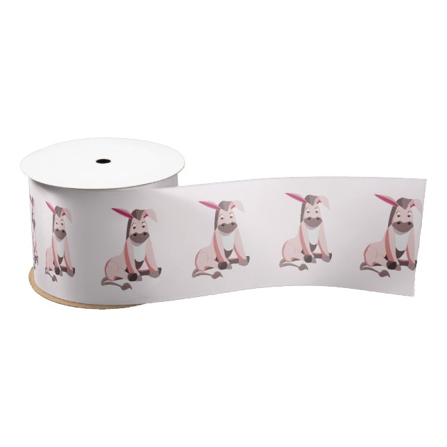 Pink Donkey Funny Ribbon Satin Ribbon (Spool)