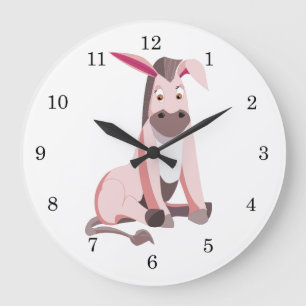 Pink Donkey Large Clock