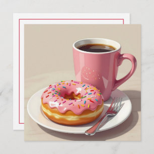 Pink Donut and Coffee   Keeping in Touch Card