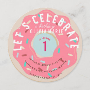 PINK DONUT BIRTHDAY INVITATION