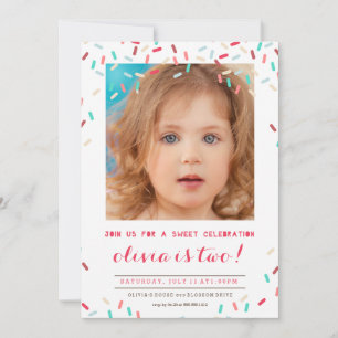 PINK DONUT SPRINKLES BIRTHDAY INVITATION