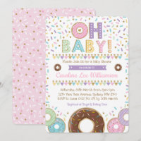 Pink Donut Sprinkles Girl Baby Shower invitation