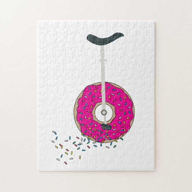 Pink Donut Wheel Unicycle with Colorful Sprinkles Jigsaw Puzzle (Vertical)