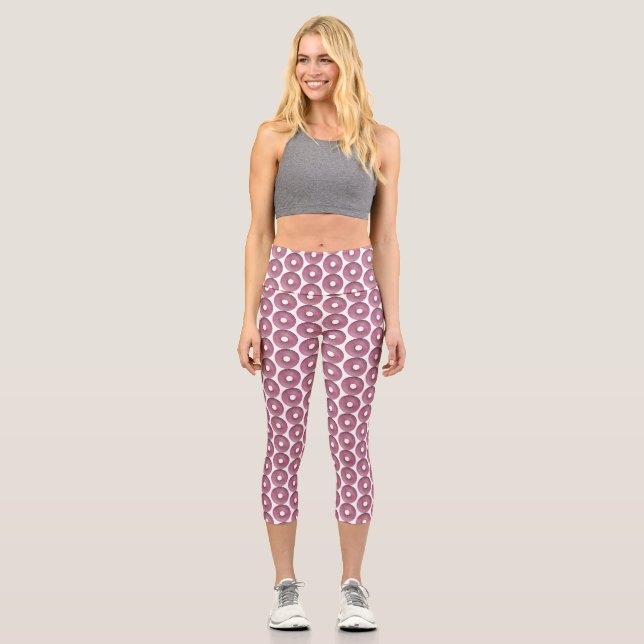 Pink donut with sprinkles capri leggings (Front)